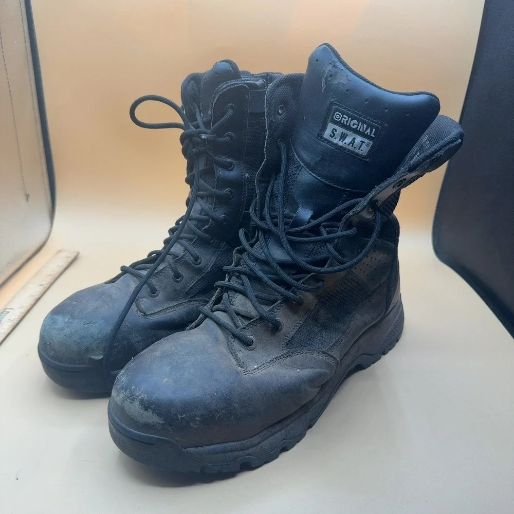 S.W.A.T. Tactical Boot Waterproof Black Leather Men's Size 11.5 (rough conditio)